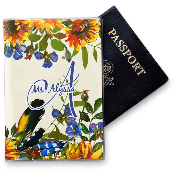 Custom Sunflowers Vinyl Passport Holder (Personalized)