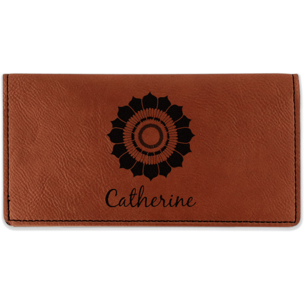 Custom Sunflowers Leatherette Checkbook Holder (Personalized)