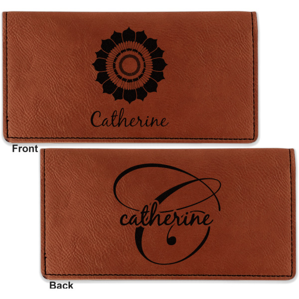 Custom Design - Leather Checkbook Holder Front and Back