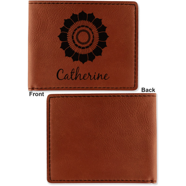 Custom Design - Cognac Leatherette Bifold Wallets - Front and Back Single Sided - Apvl
