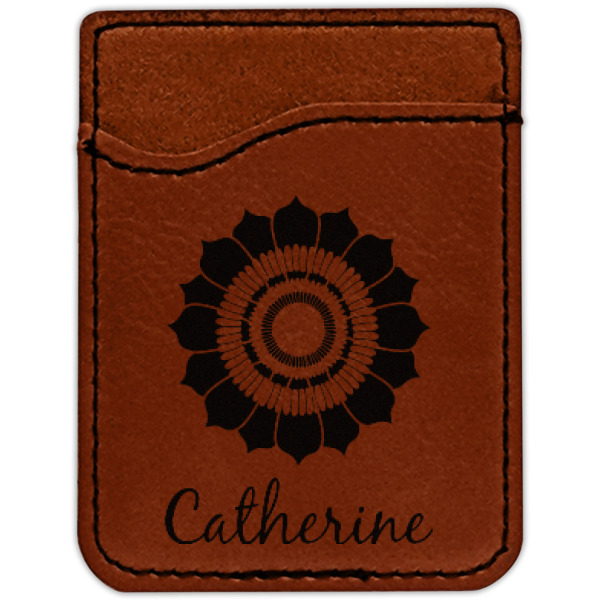 Custom Design - Cognac Leatherette Phone Wallet close up
