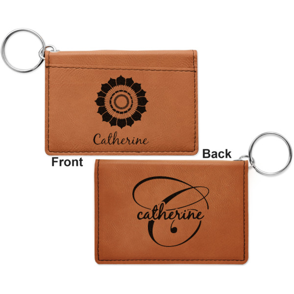 Custom Design - Cognac Leatherette Keychain ID Holders - Front and Back Apvl