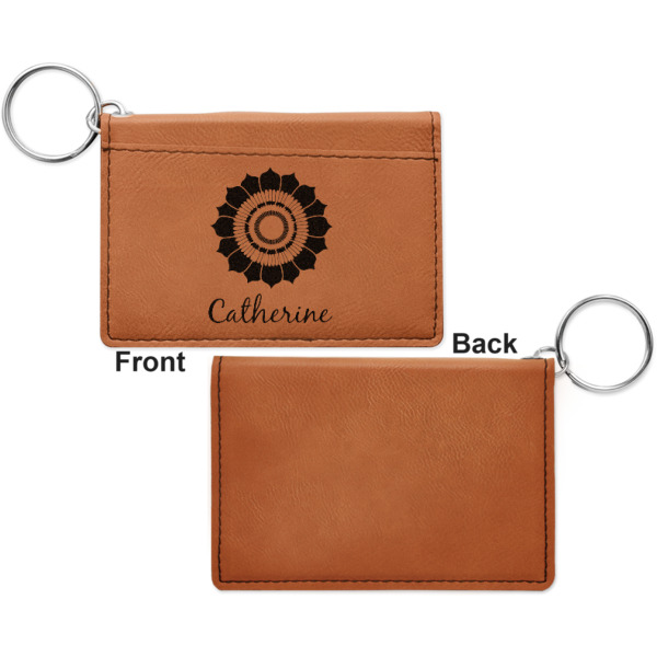Custom Design - Cognac Leatherette Keychain ID Holders - Front Apvl