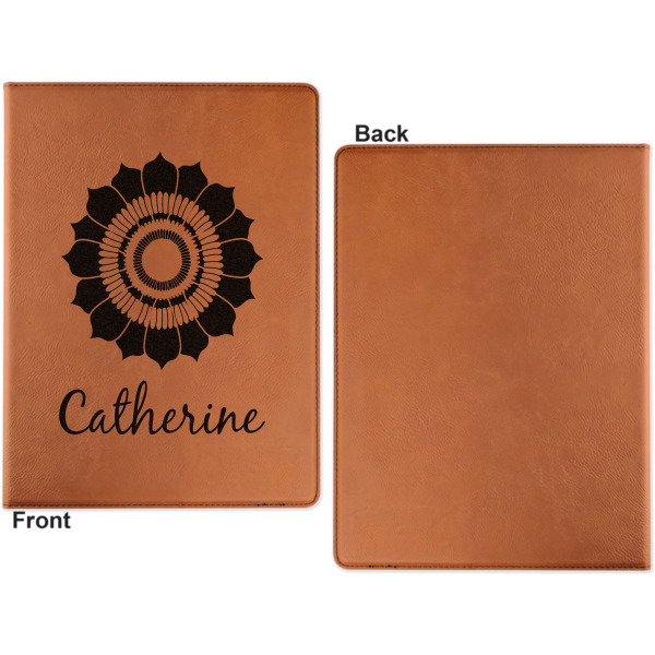 Custom Design - Cognac Leatherette Portfolios with Notepad - Large - Single Sided - Apvl