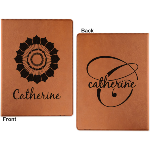 Custom Design - Cognac Leatherette Portfolios with Notepad - Small - Double Sided- Apvl