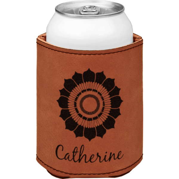 Custom Design - Cognac Leatherette Can Sleeve - Single Front