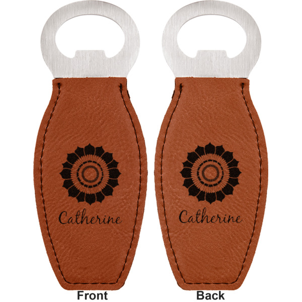 Custom Design - Leather Bar Bottle Opener - Front and Back (double sided)