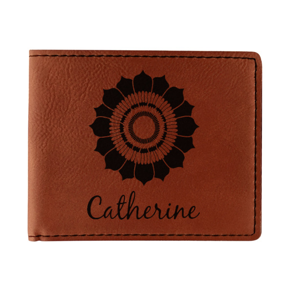 Custom Sunflowers Leatherette Bifold Wallet (Personalized)