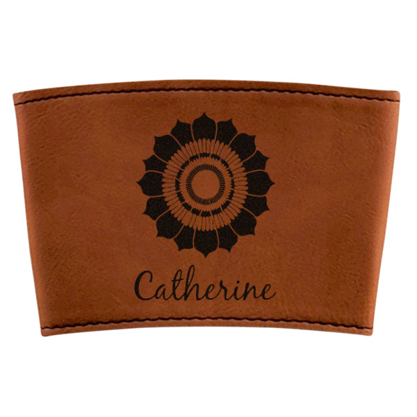 Custom Sunflowers Leatherette Cup Sleeve (Personalized)