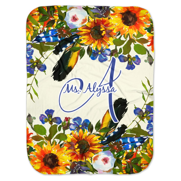 Custom Sunflowers Baby Swaddling Blanket (Personalized)