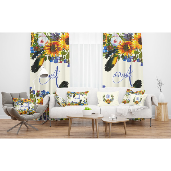 Custom Design - Sheer and Custom Curtains in Room with Matching Pillows