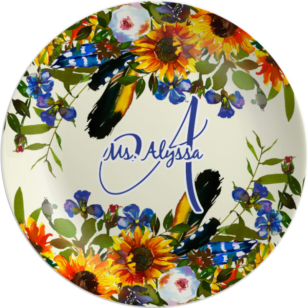 Custom Sunflowers Melamine Plate (Personalized)
