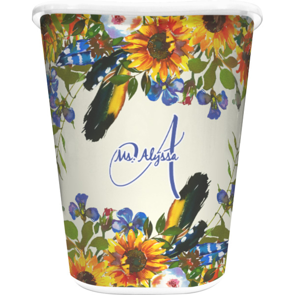 Custom Sunflowers Waste Basket (Personalized)