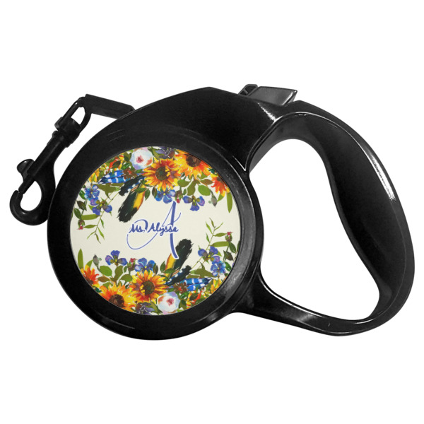 Custom Sunflowers Retractable Dog Leash (Personalized)