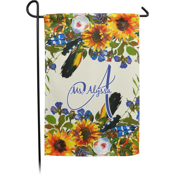Custom Sunflowers Small Garden Flag - Double Sided w/ Name and Initial