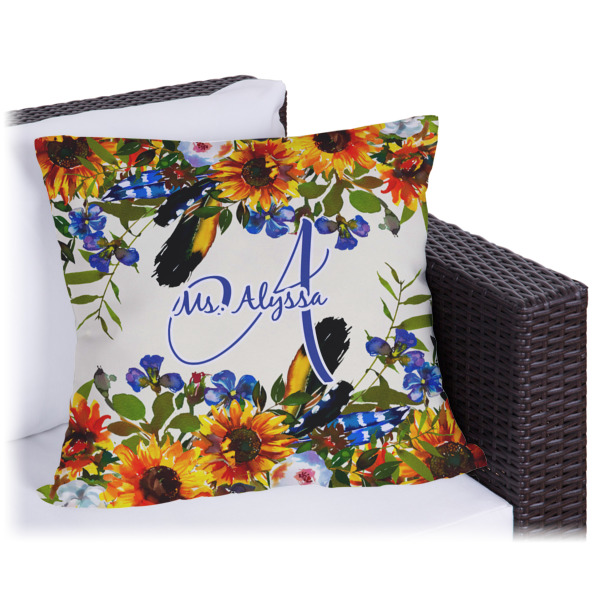 Custom Sunflowers Outdoor Pillow (Personalized)