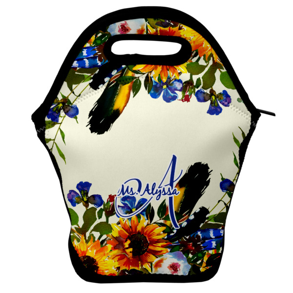 Custom Sunflowers Lunch Bag w/ Name and Initial