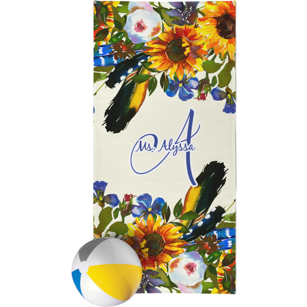 Custom Sunflowers Beach Towel (Personalized)