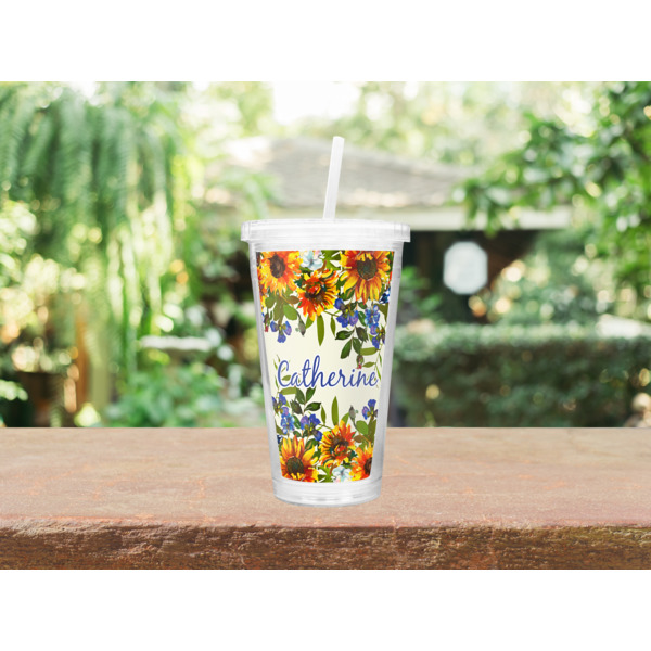 Custom Design - Double Wall Tumbler with Straw - Lifestyle