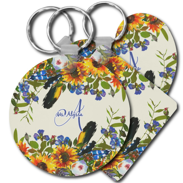 Custom Sunflowers Plastic Keychain (Personalized)