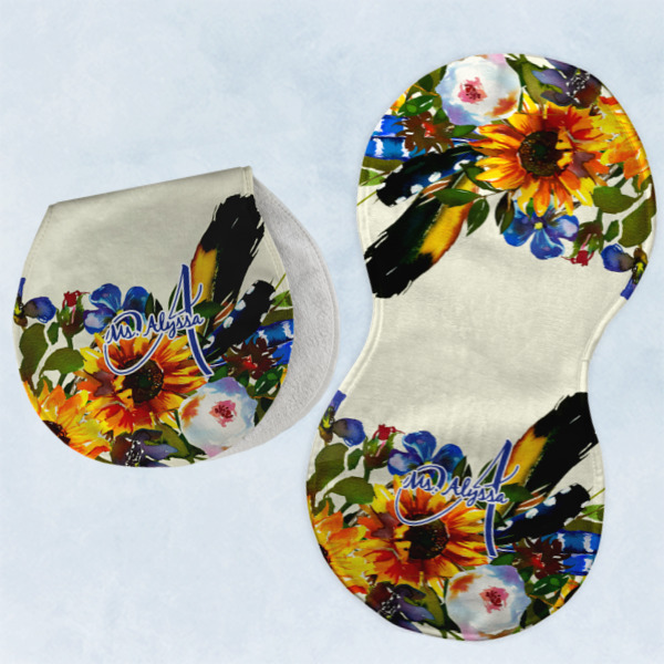 Custom Design - Two Peanut Shaped Burps - Open and Folded