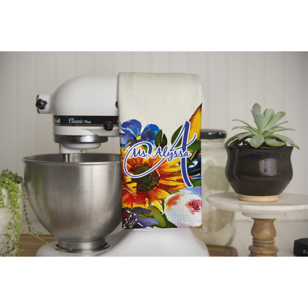 Custom Design - Waffle Weave Towel - Full Color Print - Lifestyle Image