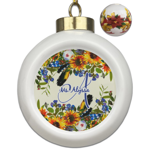 Custom Design Your Own Ceramic Ball Ornaments - Poinsettia Garland