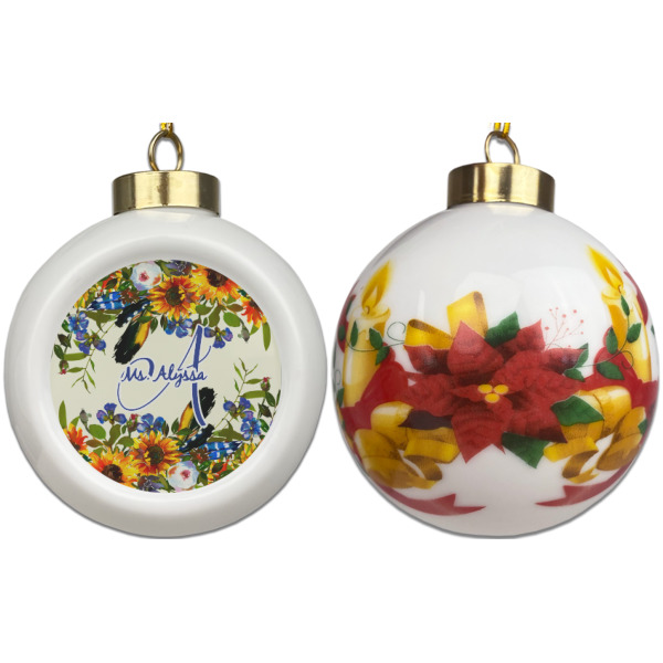 Custom Design - Ceramic Christmas Ornament - Poinsettias (APPROVAL)
