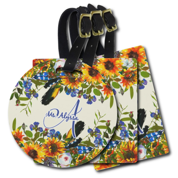 Custom Sunflowers Plastic Luggage Tag (Personalized)