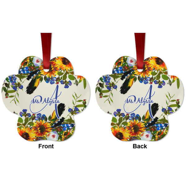 Custom Design - Metal Paw Ornament - Front and Back