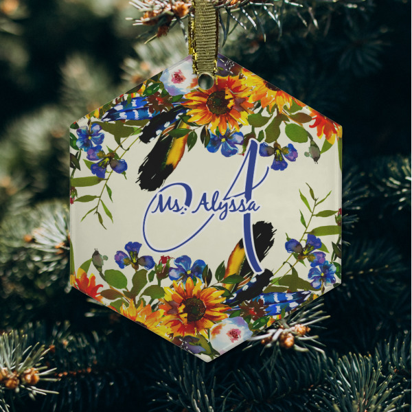 Custom Design - Frosted Glass Ornament - Hexagon (Lifestyle)