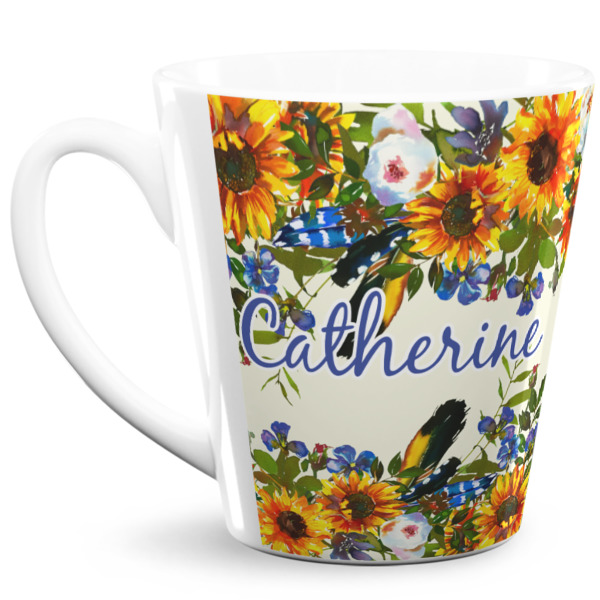 Custom Sunflowers 12 Oz Latte Mug (Personalized)