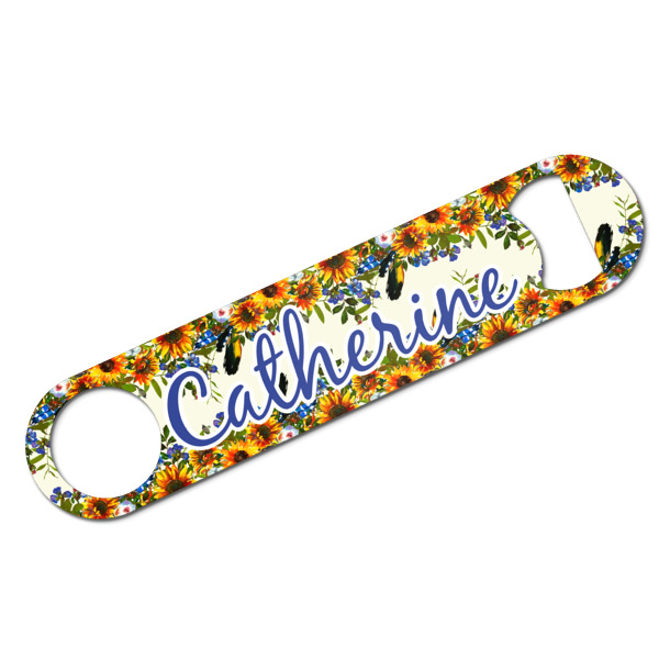 Custom Sunflowers Bar Bottle Opener w/ Name and Initial