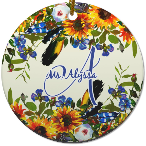 Custom Design - Ceramic Flat Ornament - Circle (Front)