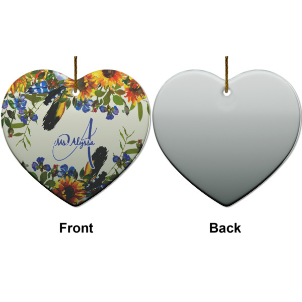 Custom Design - Ceramic Flat Ornament - Heart Front & Back (APPROVAL)