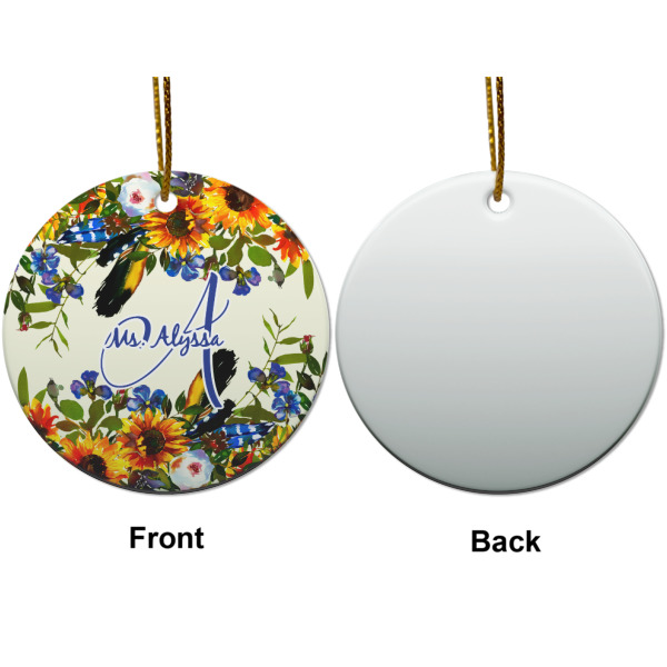 Custom Design - Ceramic Flat Ornament - Circle Front & Back (APPROVAL)