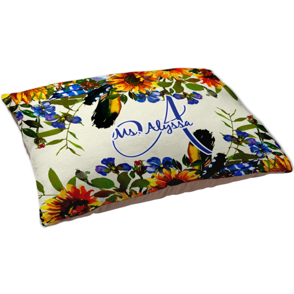Custom Sunflowers Dog Bed - Large w/ Name and Initial