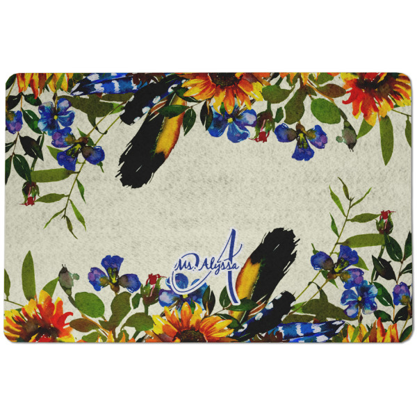 Custom Sunflowers Dog Food Mat w/ Name and Initial