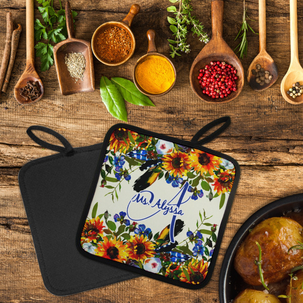 Custom Design - Neoprene Pot Holder - Set of 2  LIFESTYLE (Flatlay)