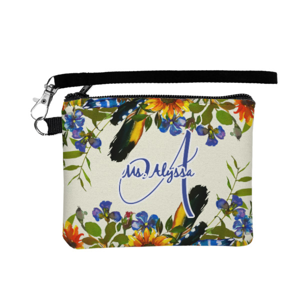 Custom Sunflowers Wristlet ID Case w/ Name and Initial