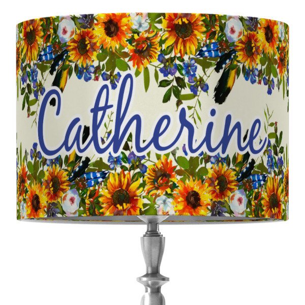 Custom Sunflowers 16" Drum Lamp Shade - Fabric (Personalized)