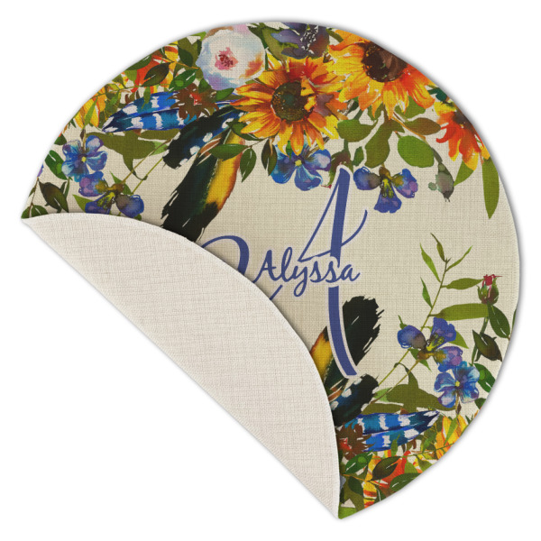 Custom Design - Round Linen Placemats - Front (folded corner single sided)