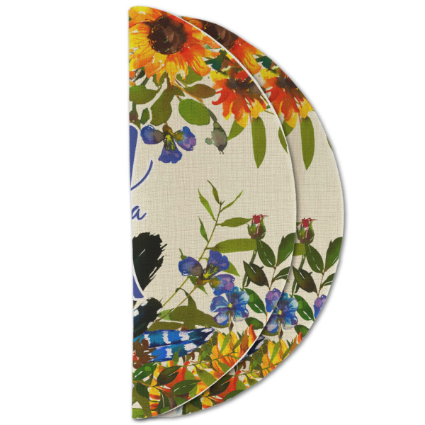 Custom Design - Round Linen Placemats - HALF FOLDED (double sided)