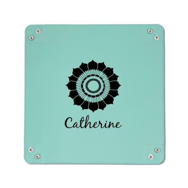 Custom Design - 6" x 6" Teal Leatherette Snap Up Tray - APPROVAL
