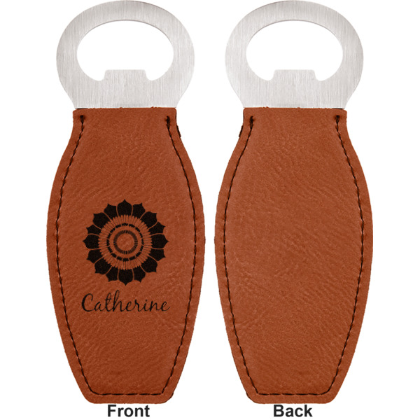 Custom Design - Leather Bar Bottle Opener - Front and Back (single sided)