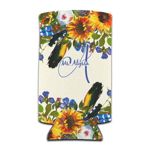 Custom Sunflowers Can Cooler (tall 12 oz) (Personalized)