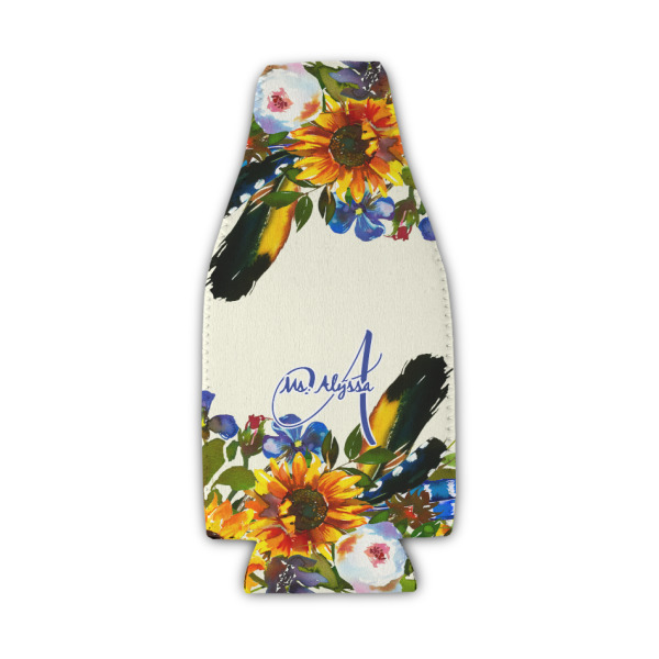 Custom Sunflowers Zipper Bottle Cooler (Personalized)