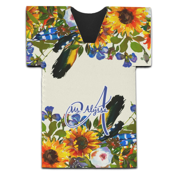 Custom Sunflowers Jersey Bottle Cooler (Personalized)