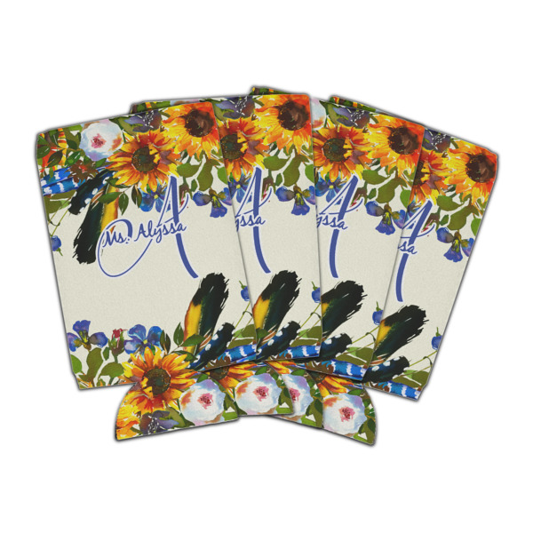 Custom Sunflowers Can Cooler (16 oz) - Set of 4 (Personalized)