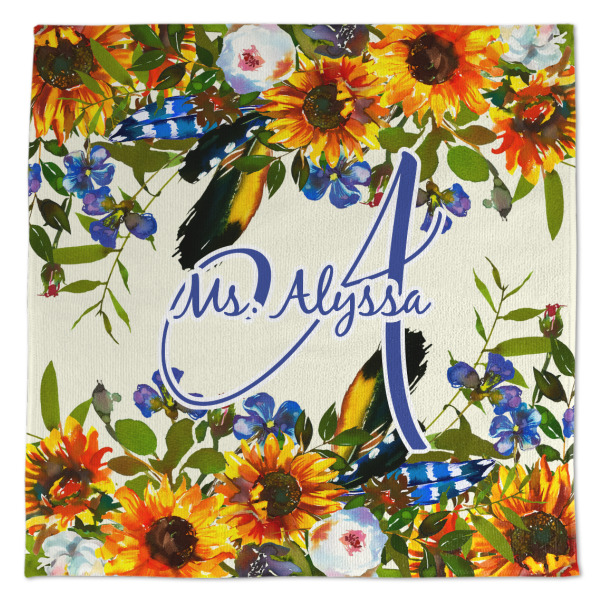 Custom Sunflowers Microfiber Dish Towel (Personalized)